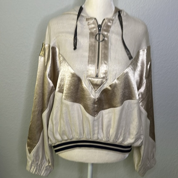 Free People Starshine Quarter Zip Jacket in Ivory Combo XS - Picture 3 of 15